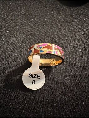 Gold Tone Multicolor Enamel Women’s Ring - Size 8
#2